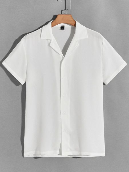 

men revere collar solid shirt a46a#, White;black
