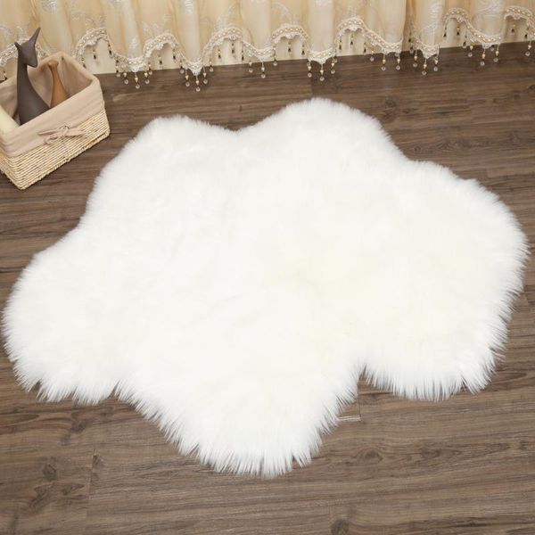 

carpets 2021 cloud shape sheepskin rug chair cover bedroom mat artificial wool warm hairy carpet seat textil fur area rugs