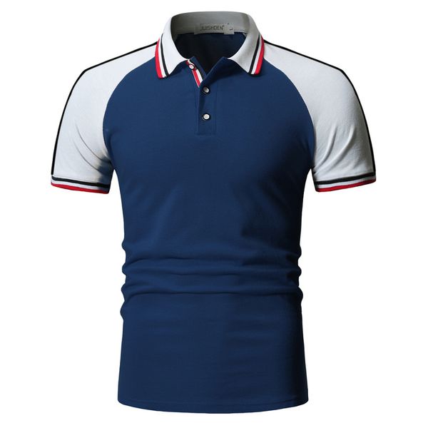 

dropshipping mens polo patchwork slim fit short sleeve polo shirt men casual clothes, White;black