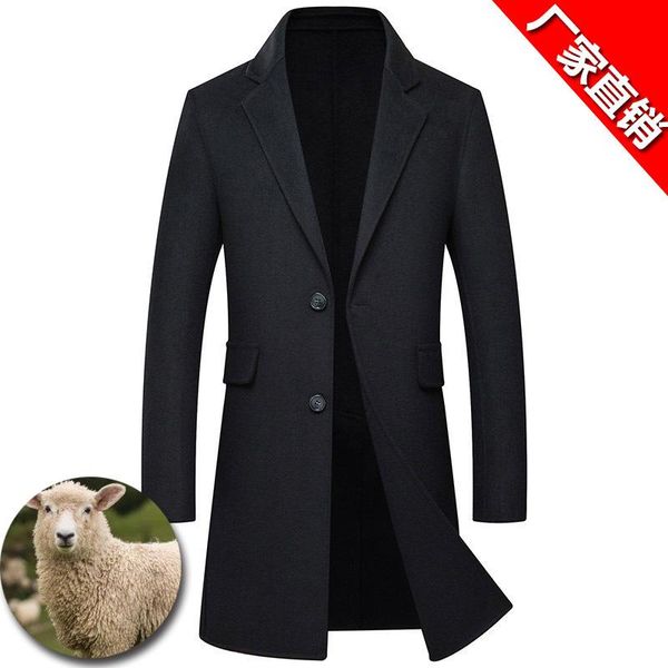 

youth of new fund of 2020 autumn winters is double sided pure manual wool coat male long cloth manufacturers selling, Black