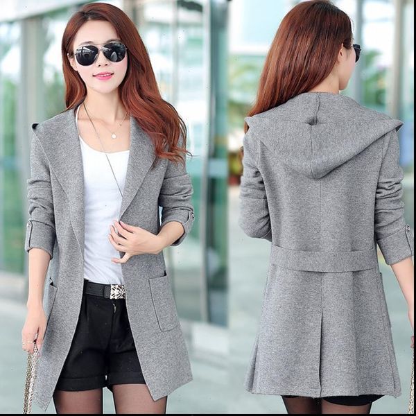 

new fashion 2021 women autumn sweater female casual warm long sleeve hooded knitted sweaters cardigan lady open stitch sweater, White;black