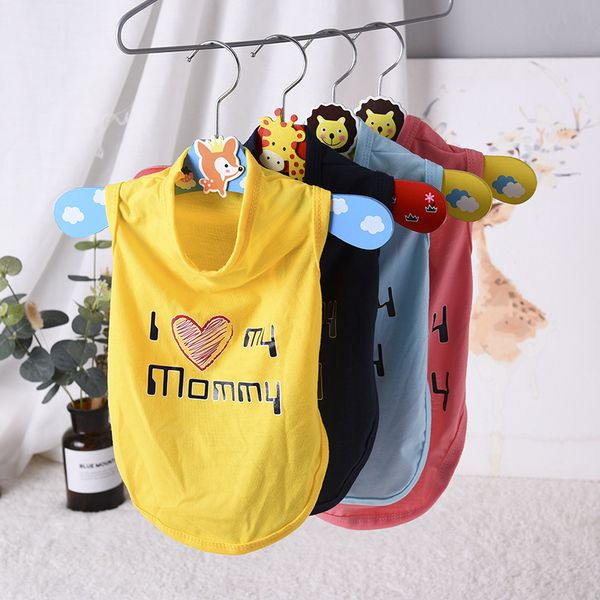 

lovely mom dad pet dog clothes summer puppy t-shirt vest for small dogs shih tzu pug shirts wholesale dog clothing pets products