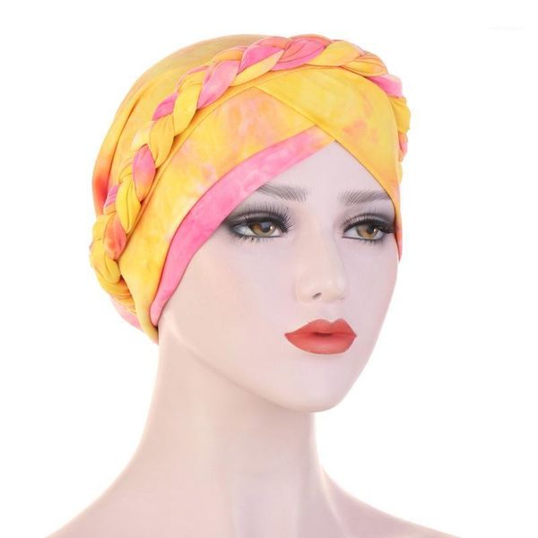 

Tie-dye Soft inner Hijab Caps Muslim Stretch Turban cap Islamic Underscarf Bonnet female headband tube cap turbante mujer #1071, Blue;gray