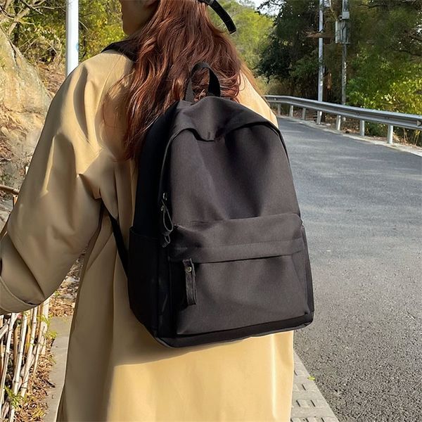 

trend backpack fashion canva solid color shoulder bags teenager girl school bag mochilas 220211