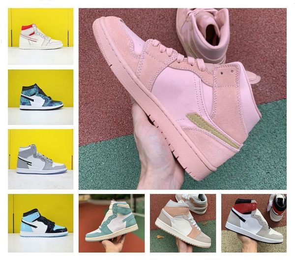 

high latest 1s jumpman og 1 travis scotts obsidian unc basketball shoes mens chicago dirty pink toes designer sports sneakers size 36-46, Black