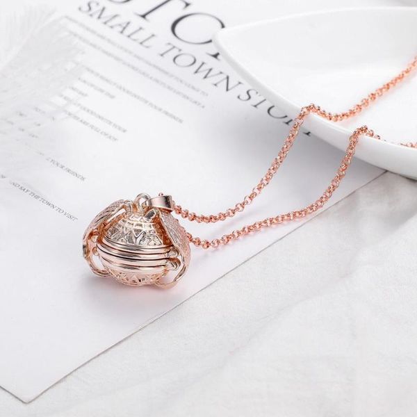 

pendant necklaces 10 phase box love necklace can open multi-layer po hollow angel folding family jewelry, Silver