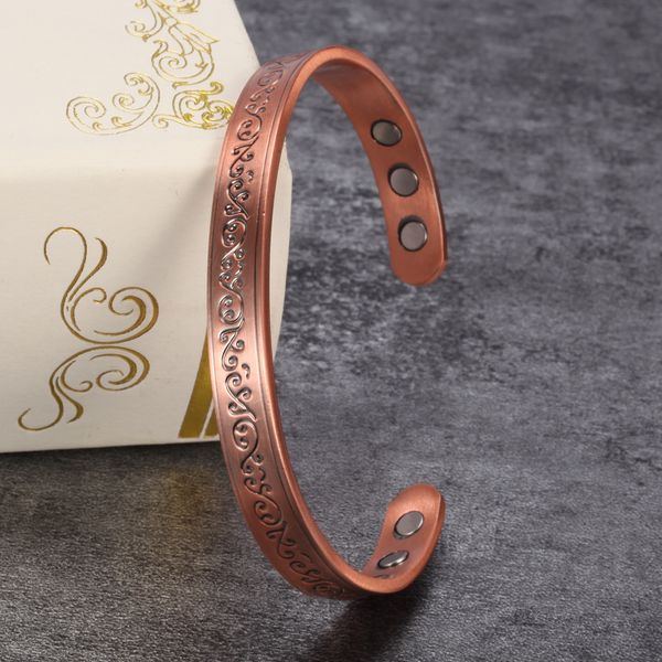 

vinterly magnetic bracelet health energy bangles vintage pure copper adjustable cuff bracelets for women, Silver