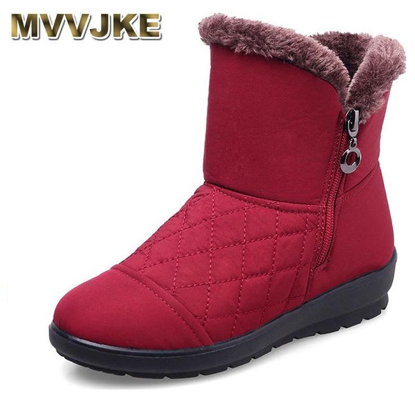 

mvvjke 2020 new women winter boots waterproof snow boots fashion fur warm ankle antiskid flat plus size 35-42 e003, Black