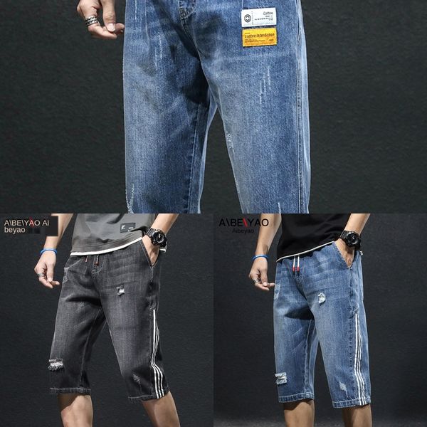 

2020 джинсовые шорты мужские рыхлый 7-точка брюки галифе летом тонкие прямые 5 7 половина шорты и shortspants f0tgk, Blue