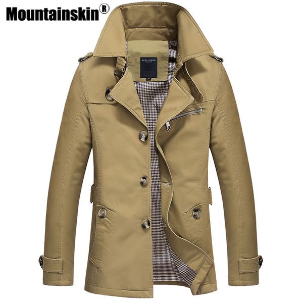 

mountainskin trench coat mens jacket 5xl autumn long coat mens overcoat slim fit brand clothing windbreaker male business eda216 c1024, Black