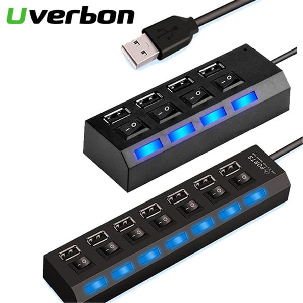 

usb hub 2.0 super speed 480 mbps 4/7 ports portable micro usb 2.0 hub splitter with led lamp for lappc tablet