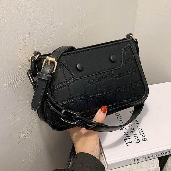 

vintage stone pattern solid color chain soft pu leather shoulder handbag women new handbags and purse designer bag