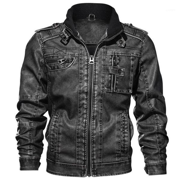 

men's pu jacket leather coat autumn slim fit faux leather motorcycle jackets male coats brand clothing1, Black