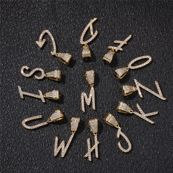 

personalized a-z letter name initial gold silver fashion plated cz pendant necklace for men women couples mil