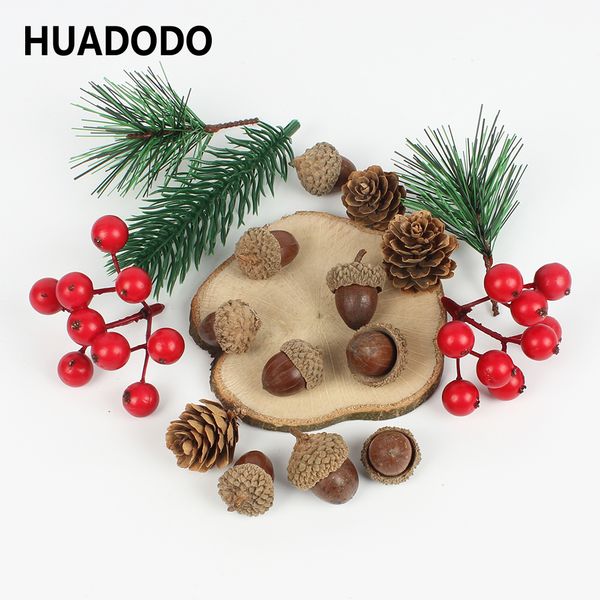 

huadodo artificial pine needles dried flowers acorn garlands diy accessories for home christmas decoration new year decor