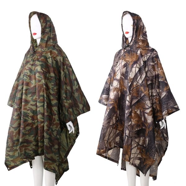 3in1 Campeggio all'aperto Zaino da campeggio Cover Pancho Poncho Cappotto Camouflage Tenda da tenda da sole Tappetino Drop Trasporto Q0109