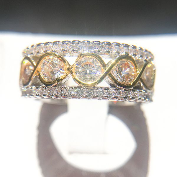 

selling gold plated color separation micro-inlaid zircon ring for engagement romantic ladies ring fashion jewelry linkb, Silver