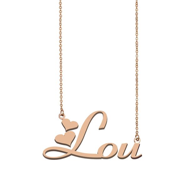 

lou name necklaces pendant custom personalized for women girls children friends mothers gifts 18k gold plated stainless steel, Silver
