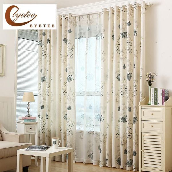

curtain & drapes [byetee] cotton linen printed pastoral window living room bedroom kitchen blackout fabrics luxury curtains for drapes1