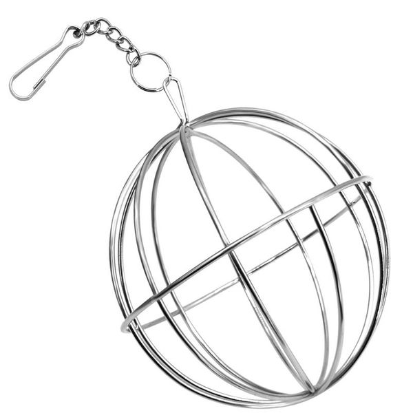 

small pet rabbit toys stainless steel round sphere feed dispense exercise hanging hay ball hamster rabbit guinea pig sqcewt