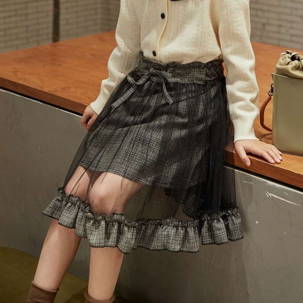 

h2135 wear 2021 spring new children's fashion plaid girl's mh skirt, Blue