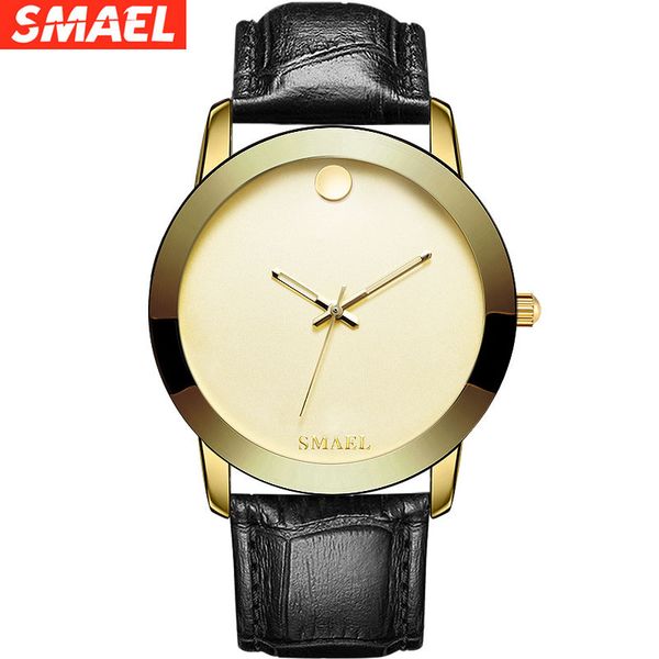 

smier's new leisure women's watch and fengsen series quartz watch, leather simple men's and women's watch, Slivery;brown