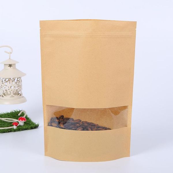 

100pcs brown gift kraft paper bag zip lock food snack tea bag packing retail craft paper bag food h bbyajj