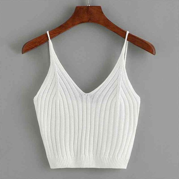 

suspender knitted vest solid slim short with v-neck and backing, White