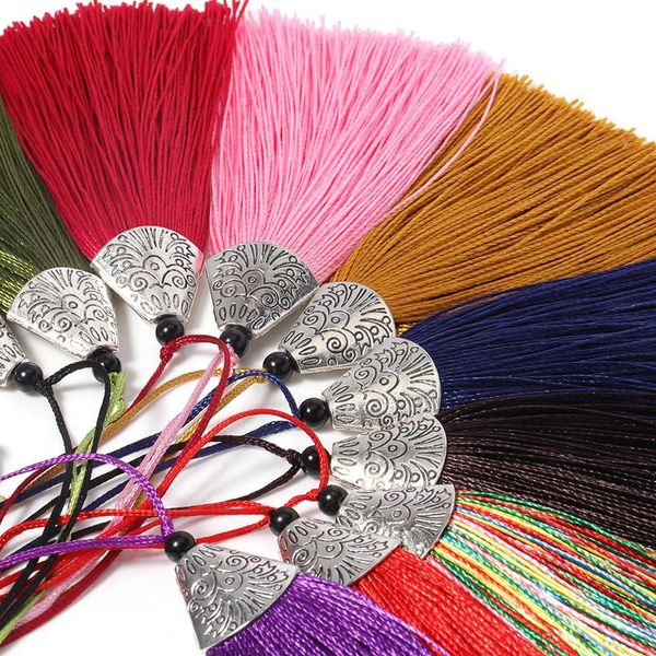 

10pcs 8cm silk tassel with silver caps decorative tassels pendants diy earring charm and embellish curtain wedding decoration h jllunv