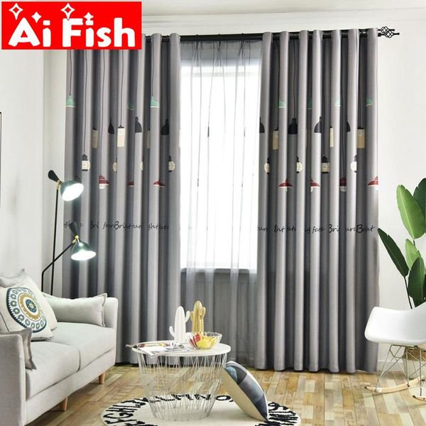 

curtain & drapes gray lamp nordic simple shade curtains for living room cartoon blue children's bedroom blackout window my293-40