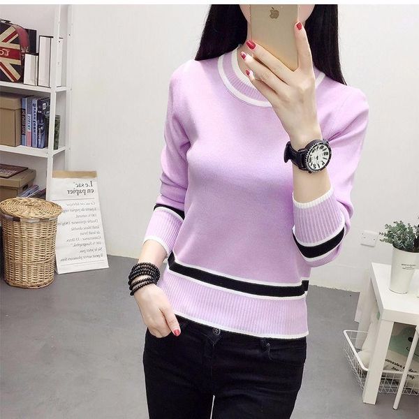 

women's sweaters all-match sweater long-sleeved slim pullover fashion slimming bottoming shirt, White;black