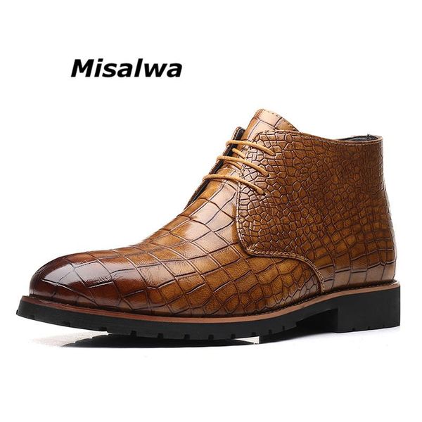 

misalwa men dress boots vintage style outdoor working boots yellow brown quality leather short big size 38-48 botas hombre, Black