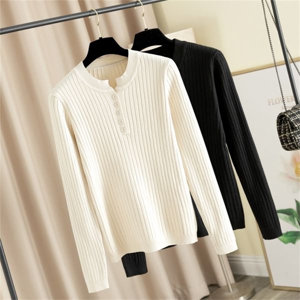 

bygouby autumn winte women sweater pullover basic rib knitted cotton solid crew neck essential jumper long sleeve sweaters y200910, White;black