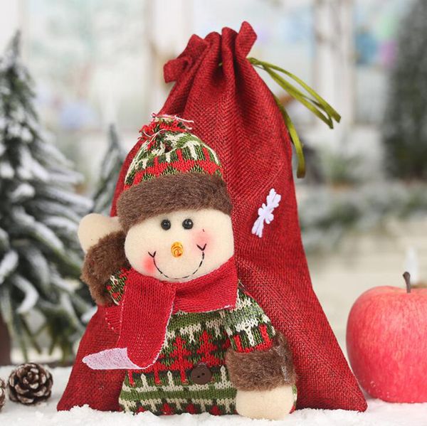 

bag santa cartoon drawstring claus snowman elk linen large candy gift bags christmas decoration ooa7282-2 bq9t