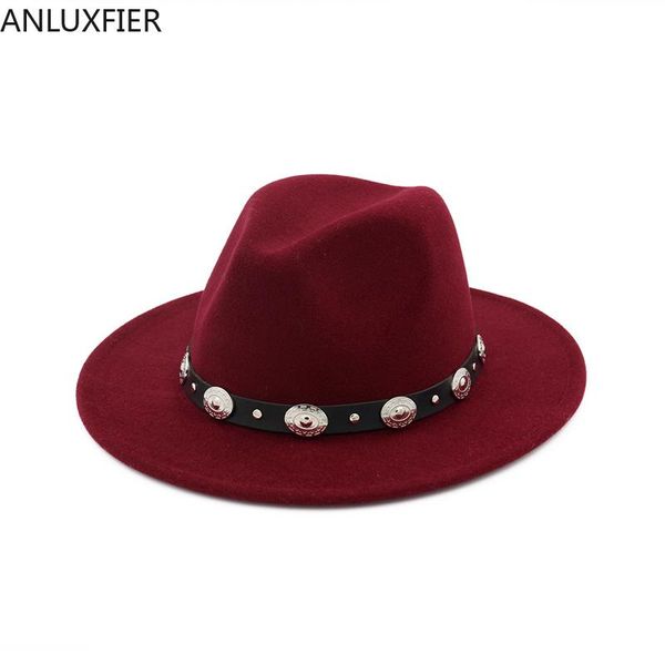 

h7588 women wool felt fedoras hat men belt vintage woolen jazz cap male female fashion vinage all-match simple caps, Blue;gray