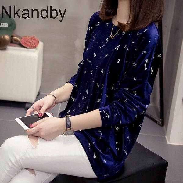 

plus size velour pullovers sweatshirt women autumn winter trendy loose print ladies sweatshirt oversize pullover streetwear 201202, Black
