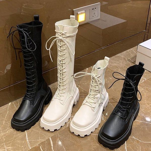 

boots women black sock 2021 punk gothic women's ankle shoes platform white cool ladies