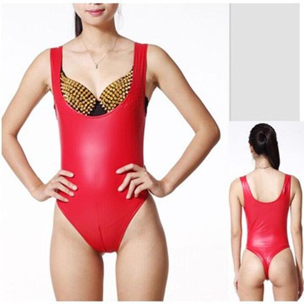 

women's jumpsuits & rompers plus size xxl latex catsuit sleeveless high cut thong swimwear zipper open crotch bodysuit erotic babydoll, Black;white