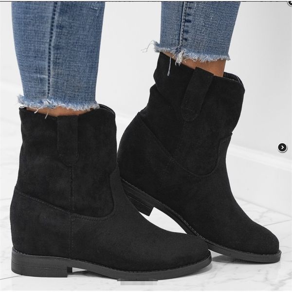 

gogd]woman back winter velvet retro snow martin boots female warm height increasing casual shoes boot y200915, Black