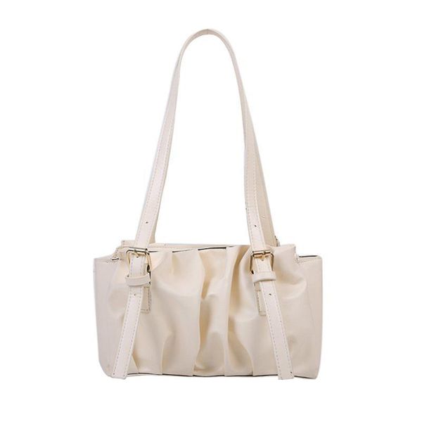 

cross body simple female daily bag fashion leather underarm totes solid street handbag pleated shoulder bags