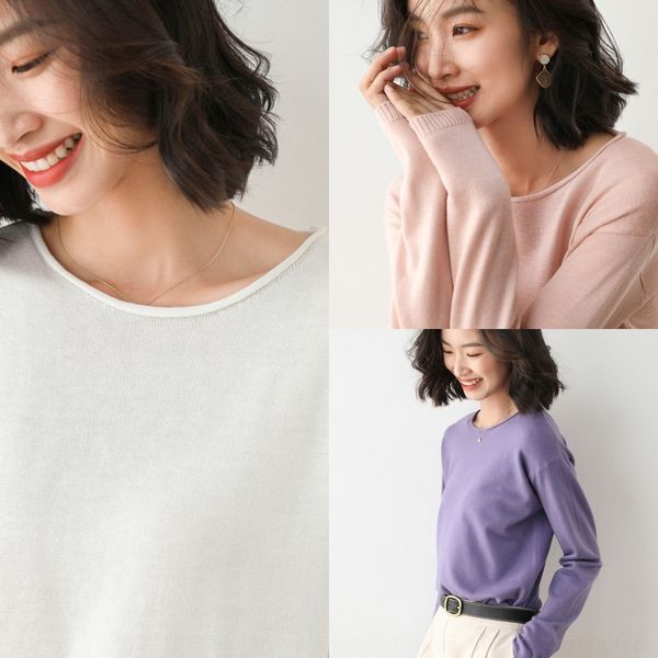

t4gw2 2020 new autumn winter korean curled pullover knitwearshort jacket knitted shirt neck bottomed shirt with short and round loose pul, White;black