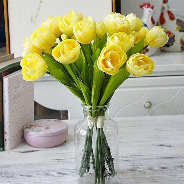

decorative flowers & wreaths 6pcs/bunch french tulips artificial flower for home wedding decoration silk white tulip hand flores house decor