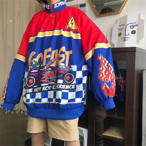 

nicemix women trendy new ins harajuku style flame printing loose sweatshirt casual oversize hoodies hip-hop fashion 201212, Black