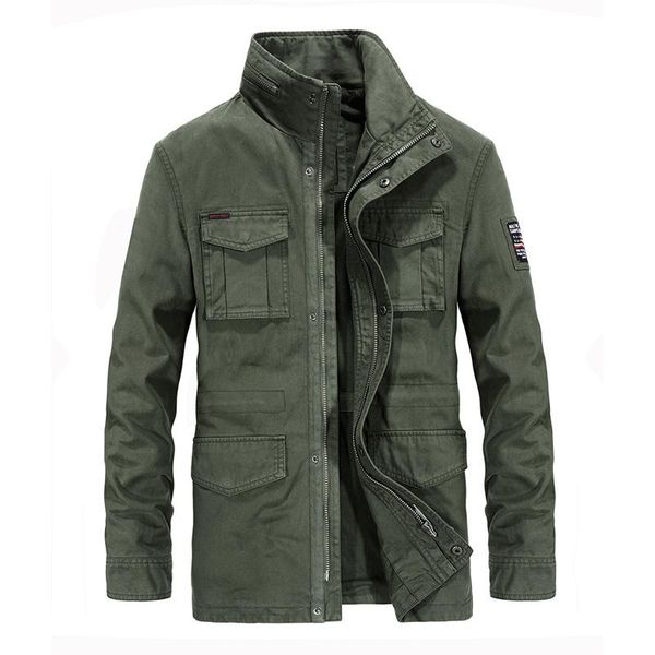 

spring autumn jacket men jackets coats men windbreaker stand collar multi-pockets zipper cotton chaquetas hombre m-3xl, Black;brown