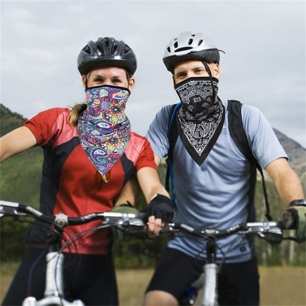 

breathable bandana paisley arab hijab mesh tube triangle face scarves windproof wrap scarf neck gaiter cover headband men girl y201007, Blue;gray