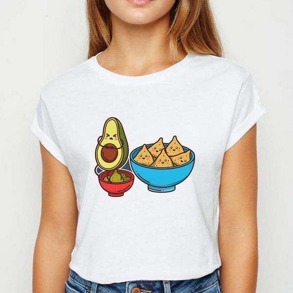 

prevalent avocado tshirt harajuku spring summer t shirt women creative graphic printing women's shirt o-collar t-shirts, White