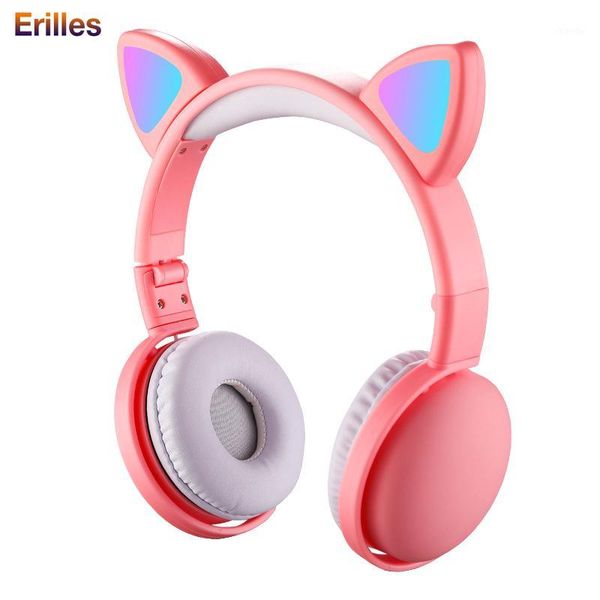 

7 led light cat ear headphones wirelss/wired 3.5mm headset 3d stereo noise cancelling bluetooth 5.0 earphone child girl gift1