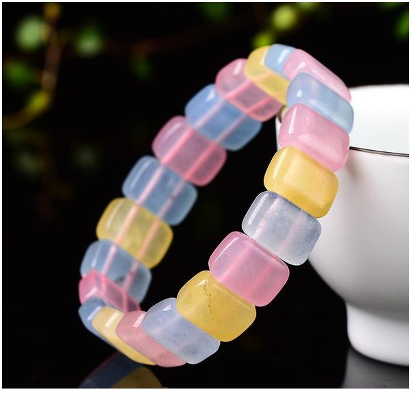 

1pc natural stones bracelet crystal healing quartz stretch bracelets bangles for women girls 14mm morganite yoga jewe jllfet, Black