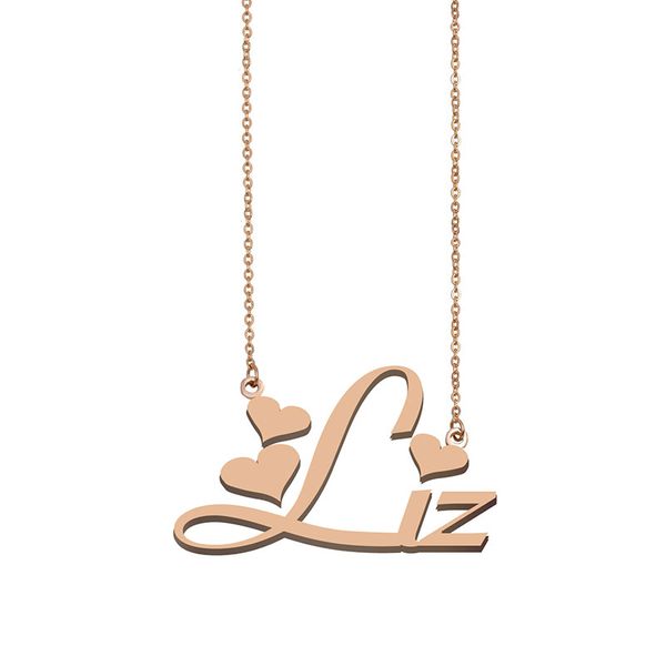 Ожерелья с именем Лиз, кулон на заказ, персонализированный для женщин, девочек, детей, лучших друзей, подарки для матерей, нержавеющая сталь с покрытием из 18-каратного золота
