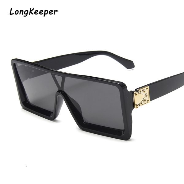

2020 oversized square sunglasses women black friday flat colorful clear lens sun glasses vintage men gafas de sol shades glasses, White;black
